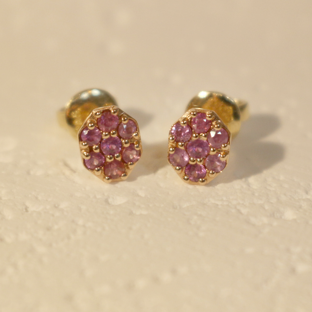 Octagon Shaped Pink Sapphire Earrings