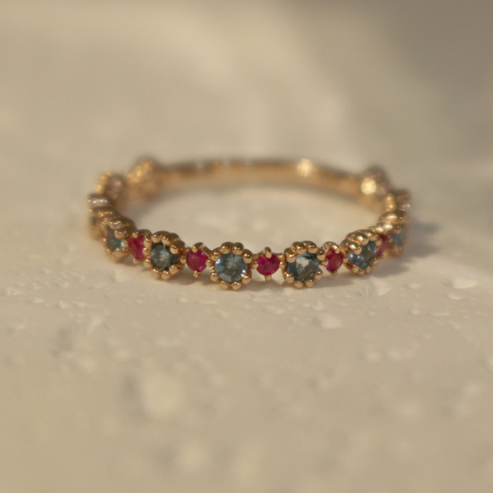 London Blue Topaz &amp; Ruby Lace Ring